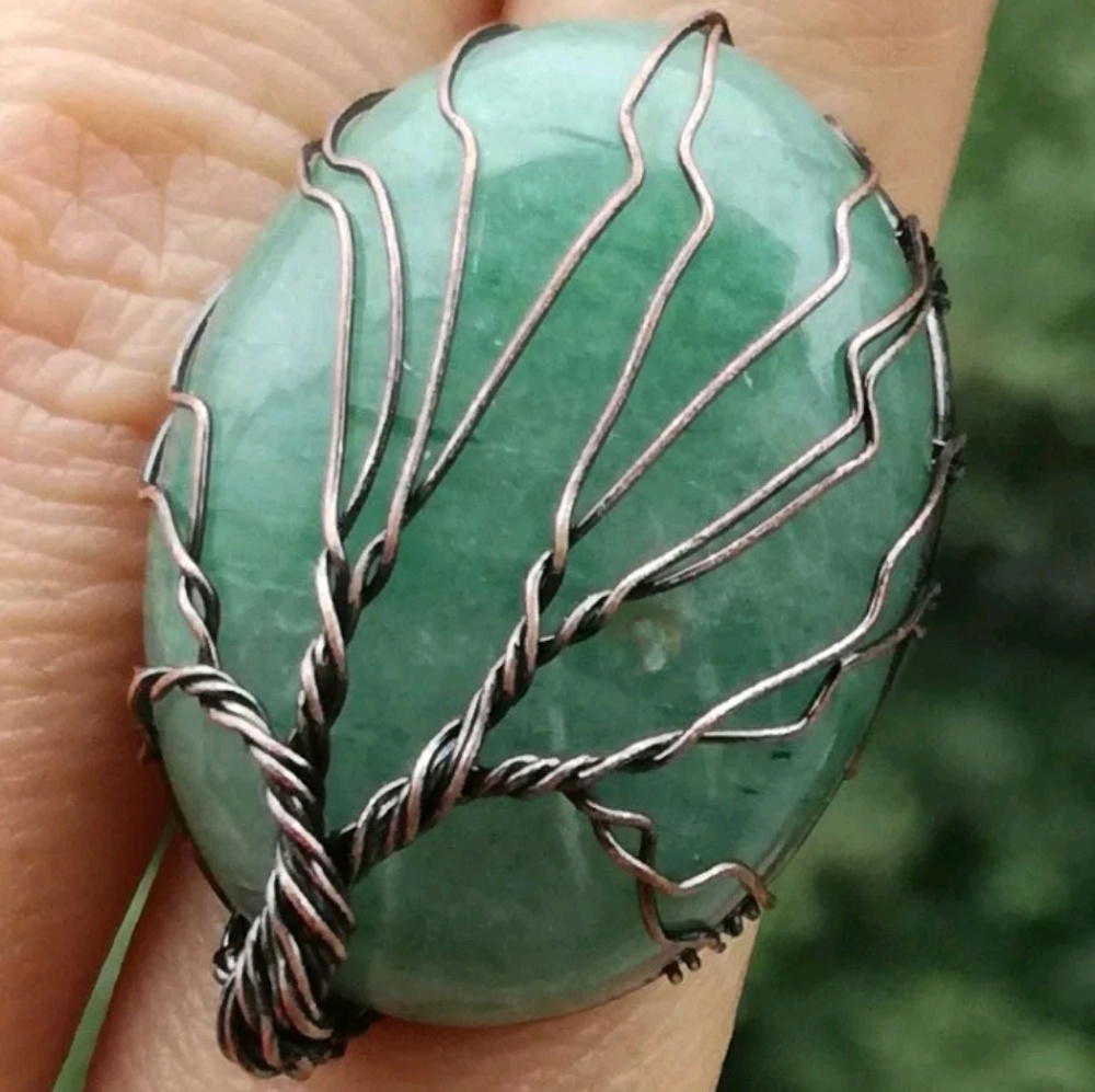 New Aventurine Tree of Life Adjustable Ring.